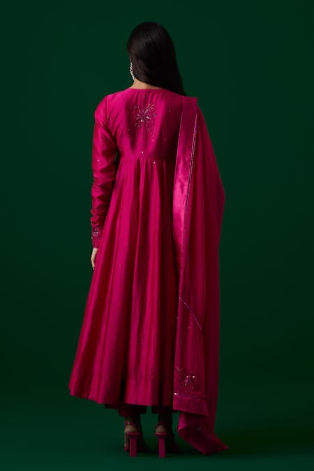 Meesa Crystal Embroidered Anarkali Pant Set 