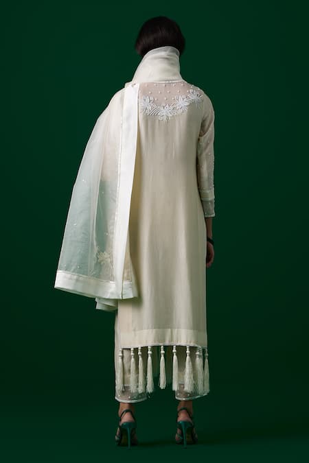 Meesa Crystal Embroidered Kurta Pant Set 