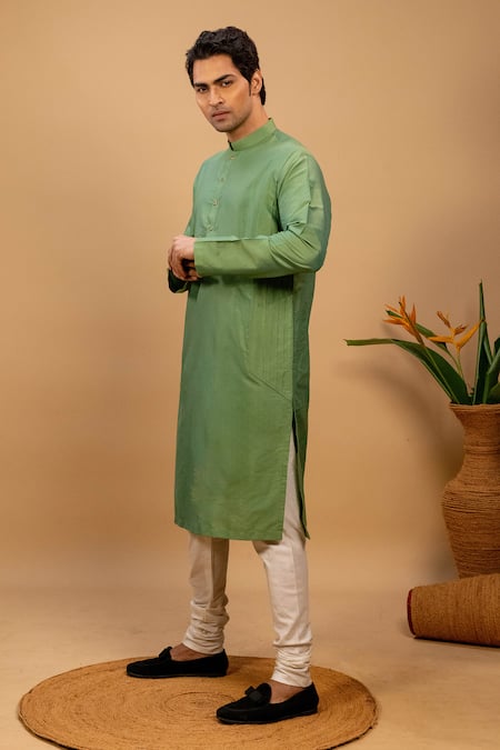 Agape Pleated Panel Kurta & Churidar Set 