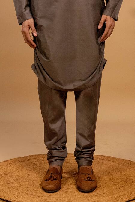 Agape Grey Cotton Silk Quilt Embroidered Placket Kurta And Churidar Set Online at Aza Fashions Agape_Grey Cotton Silk Quilt Embroidered Placket Kurta And Churidar Set_Online_at_Aza_Fashions