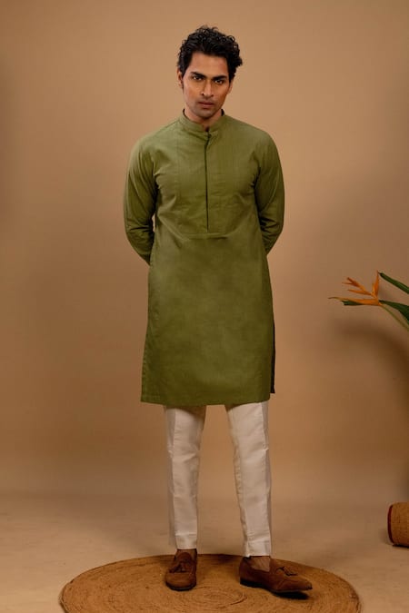 Agape Silk Pleated Kurta & Trouser Set 