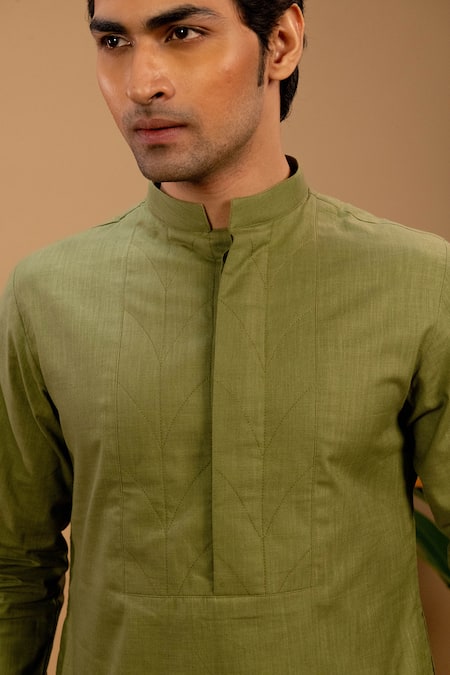 Buy_Agape_Green Silk Pleated Kurta And Trouser Set