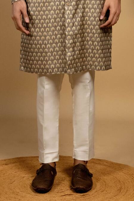 Buy_Agape_Brown Muslin Printed Shirt Kurta And Trouser Set_Online_at_Aza_Fashions