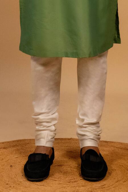 Buy_Agape_Green Cotton, Silk Embroidery Kurta Set With Bundi And Churidar_Online_at_Aza_Fashions