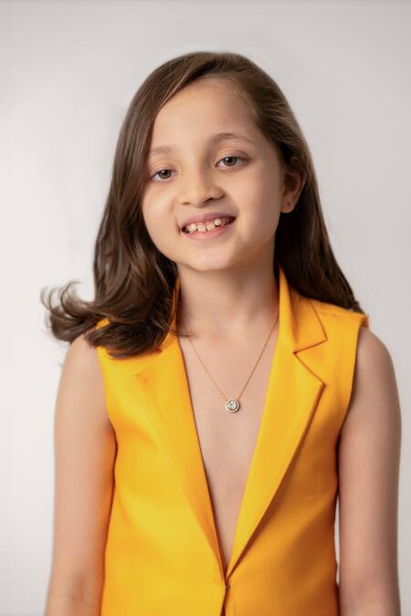 Buy_Pasha India_Yellow Cotton, Rayon Embroidery Golden Hour Bloom Print Blazer With Pant _Online_at_Aza_Fashions