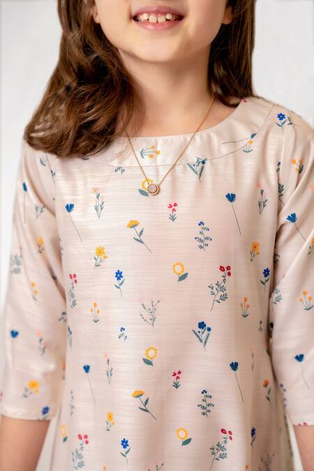 Shop_Pasha India_Beige Cotton, Rayon Ditsy Fleur Print Dhoti Jumpsuit _Online_at_Aza_Fashions