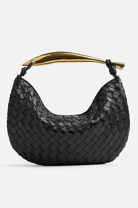Shop Pine And Drew Black Checkered Woven Cecily Pure Leather Bag at Aza Fashions Shop_Pine And Drew_Black Checkered Woven Cecily Pure Leather Bag_at_Aza_Fashions