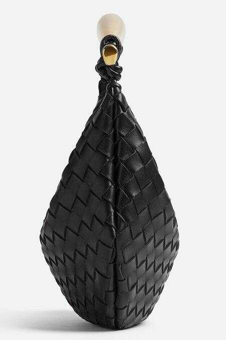 Pine And Drew Black Checkered Woven Cecily Pure Leather Bag Online at Aza Fashions Pine And Drew_Black Checkered Woven Cecily Pure Leather Bag_Online_at_Aza_Fashions