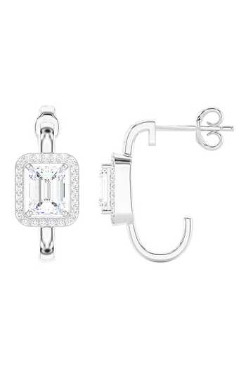 Joules by Radhika_White Imitation Diamonds Emerald Cut Stone Studs_Online_at_Aza_Fashions