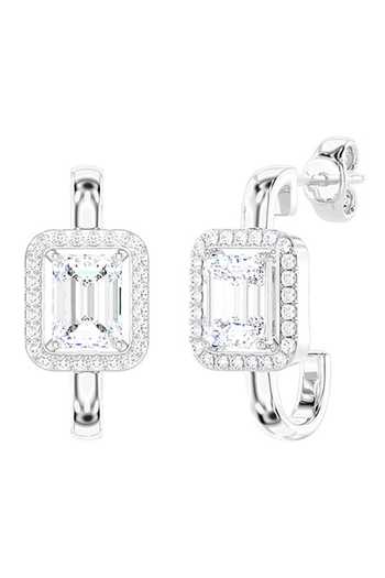 Buy_Joules by Radhika_White Imitation Diamonds Emerald Cut Stone Studs_Online_at_Aza_Fashions