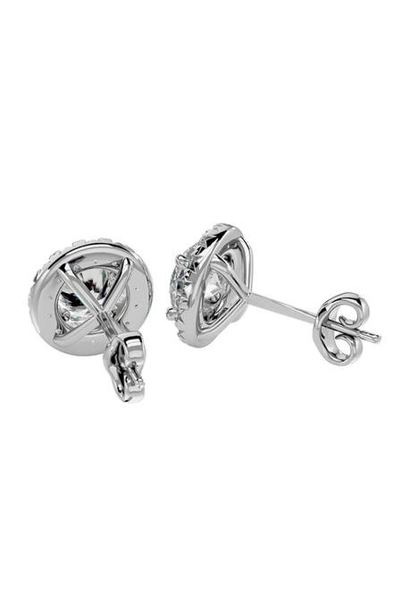 Shop_Joules By Radhika_White Imitation Diamonds Solitaire Stone Orbit Helix Studs_Online_at_Aza_Fashions