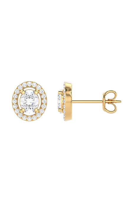 Joules By Radhika_Gold Plated Diamonds, Crystals Solitaire Stone Halo Charm Studs_Online_at_Aza_Fashions