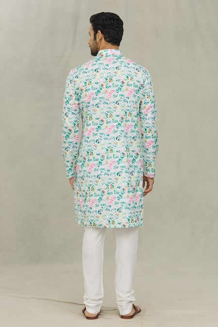 Shop Arihant Rai Sinha White Cotton Abstract Hexagon Print Kurta at Aza Fashions Shop_Arihant Rai Sinha_White Cotton Abstract Hexagon Print Kurta _at_Aza_Fashions