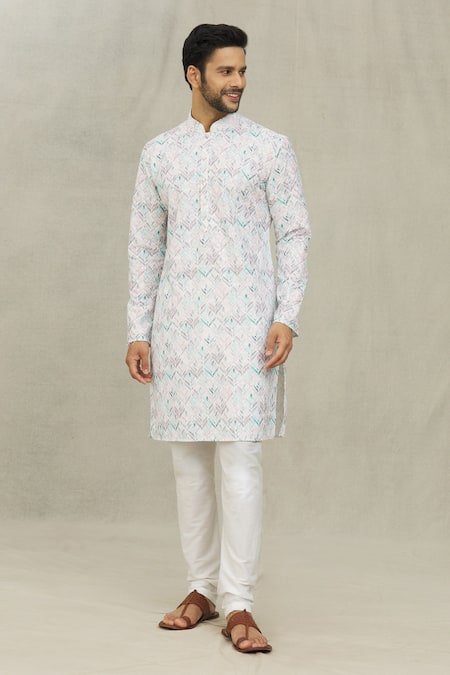 Arihant Rai Sinha Foliage Print Cotton Kurta 