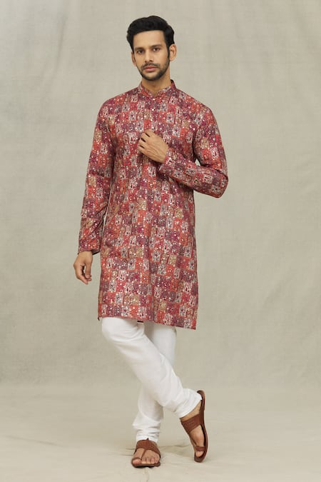 Arihant Rai Sinha Miniature Leaf Print Kurta 