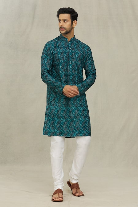 Arihant Rai Sinha Floral Checkered Bandhani Print Kurta 