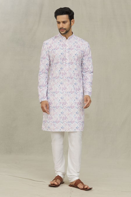 Arihant Rai Sinha Leaf Print Kurta Set 