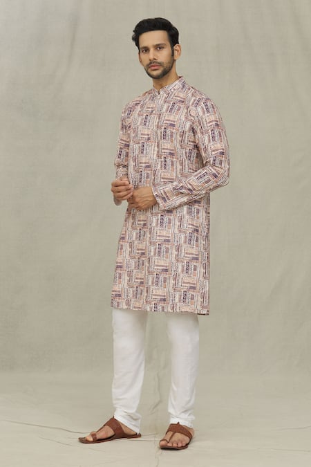 Arihant Rai Sinha Stripe Print Kurta Set 