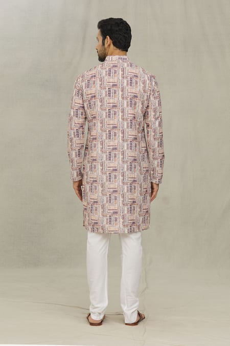 Shop Arihant Rai Sinha Brown Jacquard, Polyester Stripe Print Kurta Set at Aza Fashions Shop_Arihant Rai Sinha_Brown Jacquard, Polyester Stripe Print Kurta Set _at_Aza_Fashions