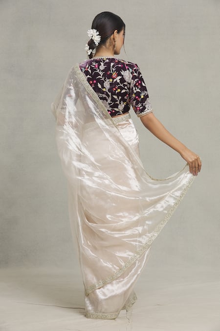 Pranay Baidya Metallic Sequin Embellished Bordered Saree 