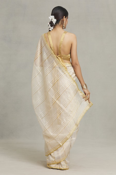 Pranay Baidya Chanderi Stripe Handwoven Saree 