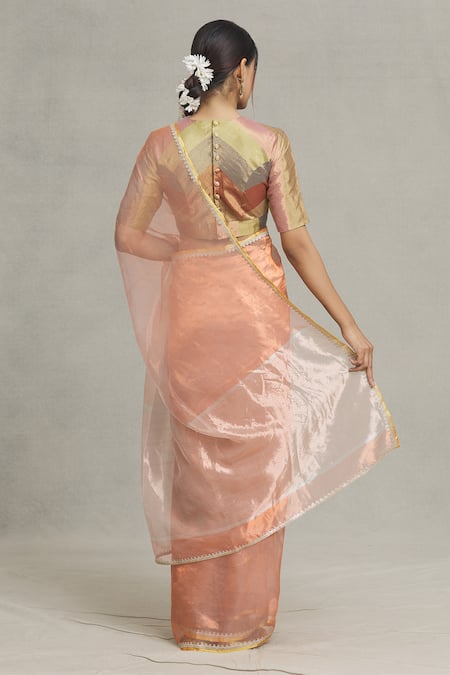 Pranay Baidya Stripe Placement Woven Saree 