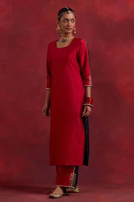 TIC Raw Silk Colour Block Kurta 