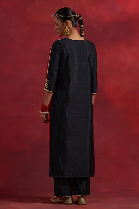 The Indian Cause Raw Silk Colour Block Kurta 