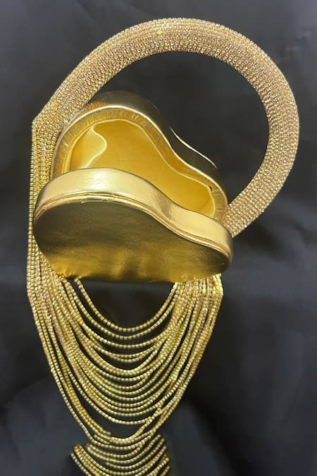 Shop House Of Bling Gold Rhinestones Heart Shaped Embellished Handbag Online at Aza Fashions Shop_House Of Bling_Gold Rhinestones Heart Shaped Embellished Handbag_Online_at_Aza_Fashions