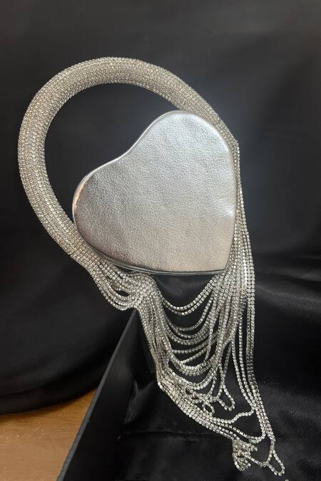Buy_House Of Bling_Silver Rhinestones Heart Embellished Handbag_Online_at_Aza_Fashions