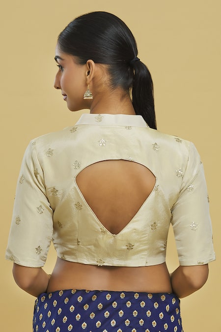 Stand collar saree on sale blouse