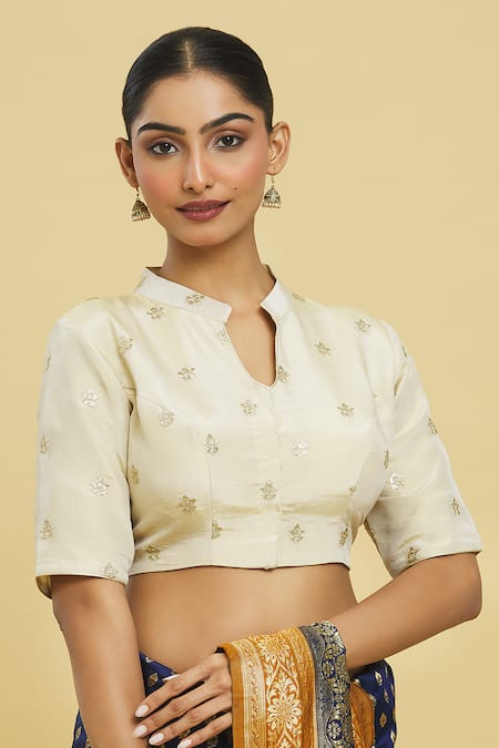 Women's Cotton Round Neck Crop Top Full Sleeve Readymade Saree Blouse | eBay