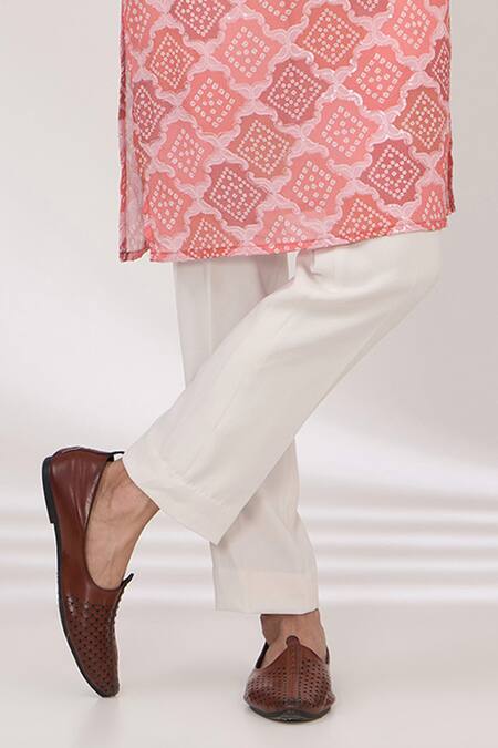 Rabani & Rakha_Pink Cotton, Silk Sequins, Embroidery Bandhani Pattern Kurta And Pant Set _Online_at_Aza_Fashions