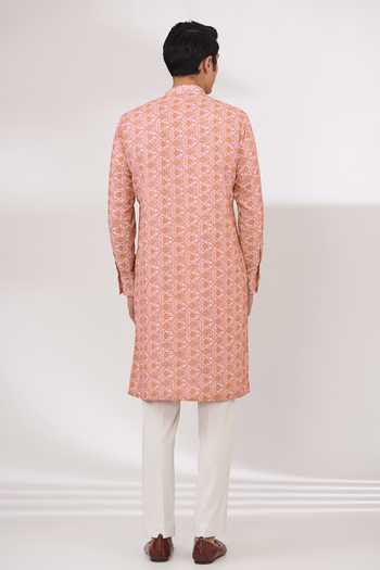 Shop Rabani & Rakha Pink Georgette, Cotton, Silk Sequins Abstract Pattern Kurta And Pant Set at Aza Fashions Shop_Rabani & Rakha_Pink Georgette, Cotton, Silk Sequins Abstract Pattern Kurta And Pant Set _at_Aza_Fashions