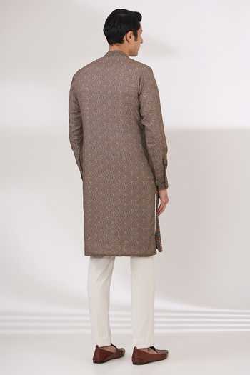 Shop Rabani & Rakha Brown Georgette, Cotton Sequins Printed Kurta And Pant Set at Aza Fashions Shop_Rabani & Rakha_Brown Georgette, Cotton Sequins Printed Kurta And Pant Set _at_Aza_Fashions