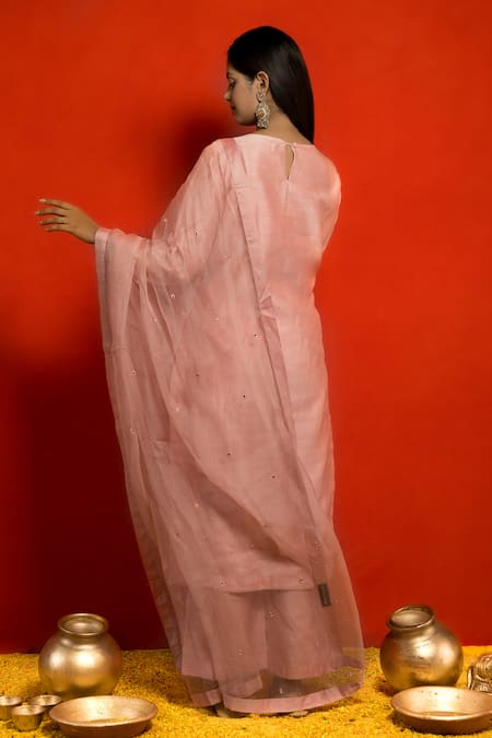 Mithi Supari Silk Chanderi Mirror Embellished Kurta Set 