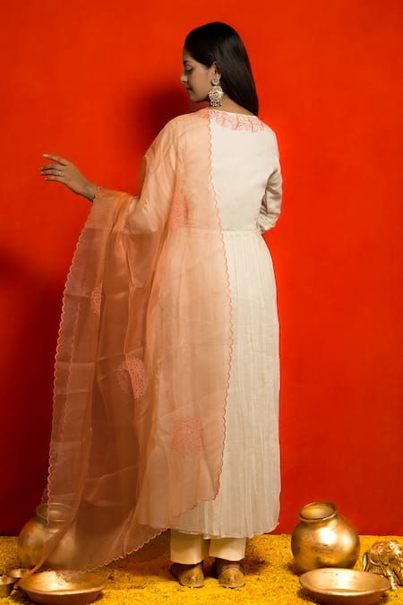 Mithi Supari Ruh Neckline Embroidered Angrakha Set 