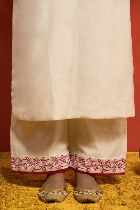 Mithi Supari Ivory Pure Silk Chanderi Embroidered Resham Round Kurta Set at Aza Fashions Mithi Supari_Ivory Pure Silk Chanderi Embroidered Resham Round Kurta Set _at_Aza_Fashions