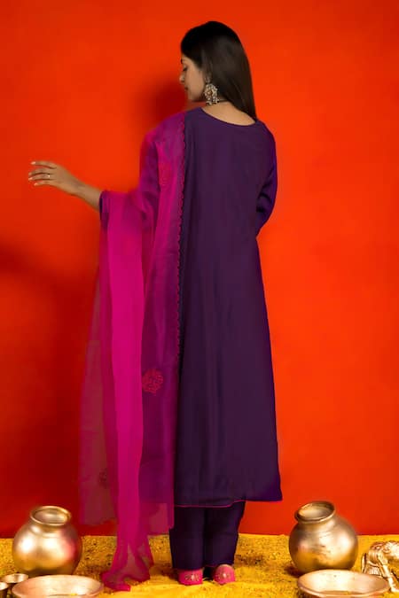 Mithi Supari Embroidered Yoke Panelled Anarkali Set 