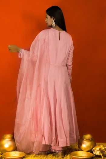 Mithi Supari Floral Embroidered Yoke Anarkali Set 