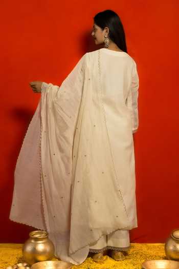 Mithi Supari Zardozi Embroidered Yoke Kurta Set 
