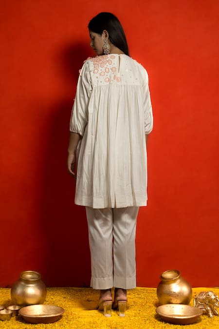 Mithi Supari Applique Embroidered Tunic & Pant Set 