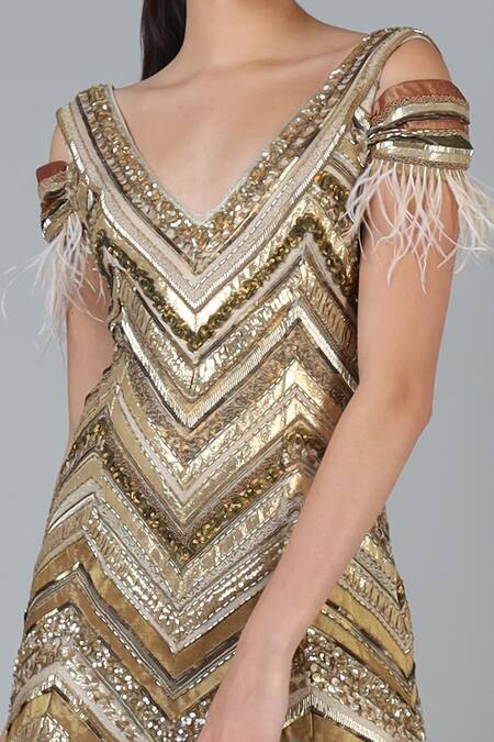 Buy Geisha Designs Beige Nylon Hand Embroidered Sequins V Neck Elisabeth Gown Online at Aza Fashions Buy_Geisha Designs_Beige Nylon Hand Embroidered Sequins V Neck Elisabeth Gown _Online_at_Aza_Fashions