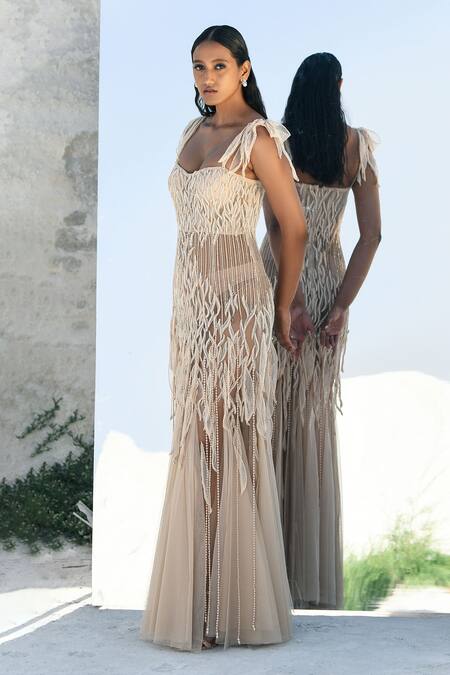 Buy Geisha Designs Ivory Nylon Hand Embroidered Beads Sweetheart Doris Gown Online at Aza Fashions Buy_Geisha Designs_Ivory Nylon Hand Embroidered Beads Sweetheart Doris Gown _Online_at_Aza_Fashions