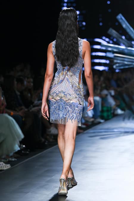 Shop Geisha Designs Gold Nylon Embroidered Crystal Round Perlin Abstract Floral Dress at Aza Fashions Shop_Geisha Designs_Gold Nylon Embroidered Crystal Round Perlin Abstract Floral Dress _at_Aza_Fashions