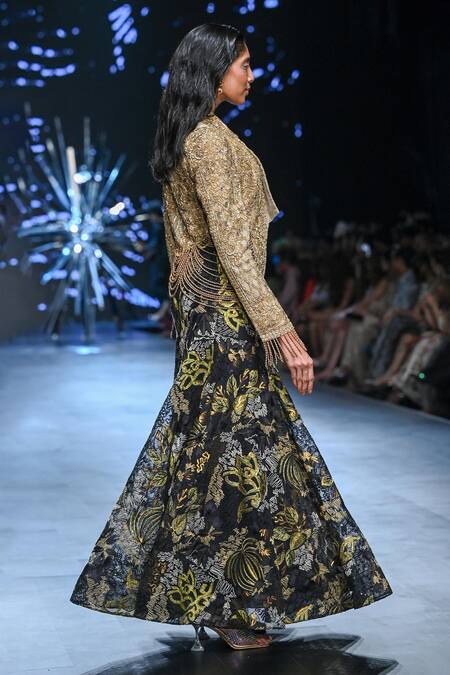 Buy Geisha Designs Black Nylon Embroidered Dori Jacket V Neck Solene Mermaid Skirt Set Online at Aza Fashions Buy_Geisha Designs_Black Nylon Embroidered Dori Jacket V Neck Solene Mermaid Skirt Set _Online_at_Aza_Fashions