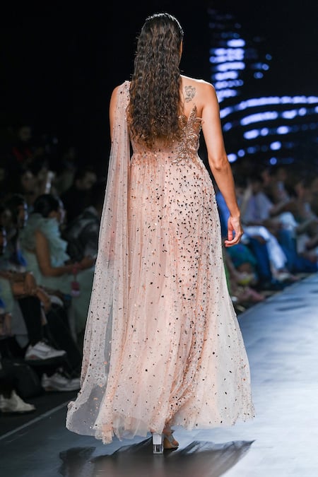 Geisha Designs Prisma Crystal Embroidered Saree Gown 