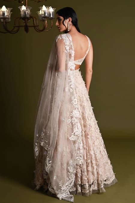 Geisha Designs Arielle Floral Jaal Embroidered Bridal Lehenga Set 