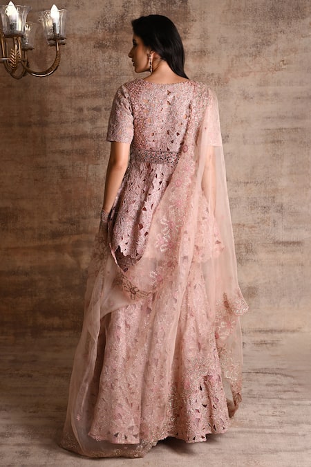 Geisha Designs Amineh Cut-Work Embroidered Peplum Kurta Sharara Set 