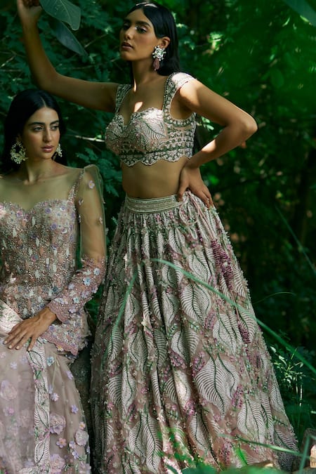 Geisha Designs 3D Fleur Embroidered Bridal Lehenga Set 